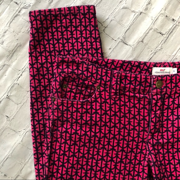 EUC! Vineyard Vines Pink & Navy Corduroy Pants 6 - Picture 3 of 9
